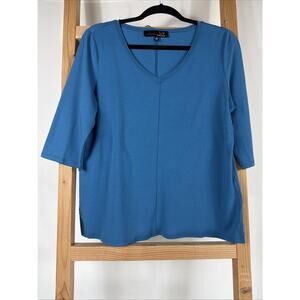 NWT Liv by Habitat Clothes V Neck Shaped Tee Blue Top #1161 Size SMALL